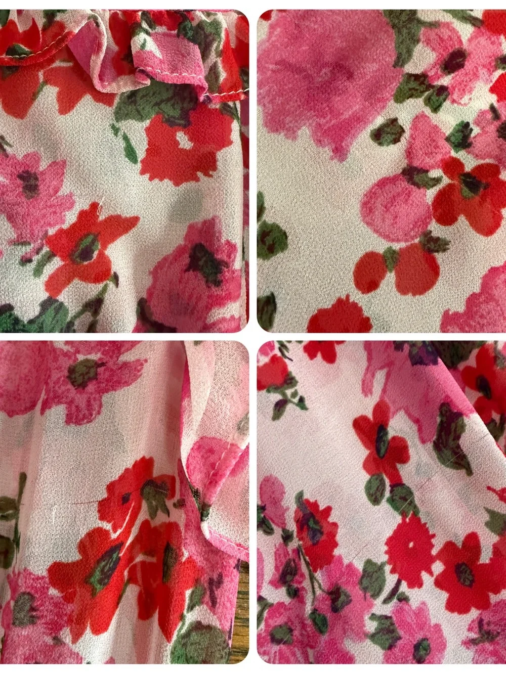 MISA Samantha Dress Flowy Floral Midi Ruffle Long Sleeve V Neck US L - Picture 11 of 15